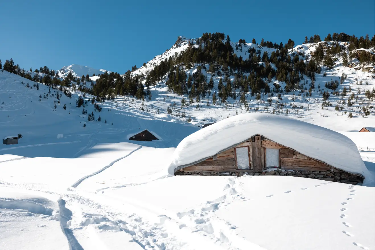 High peaks of the Accursed Mountains under deep winter snow